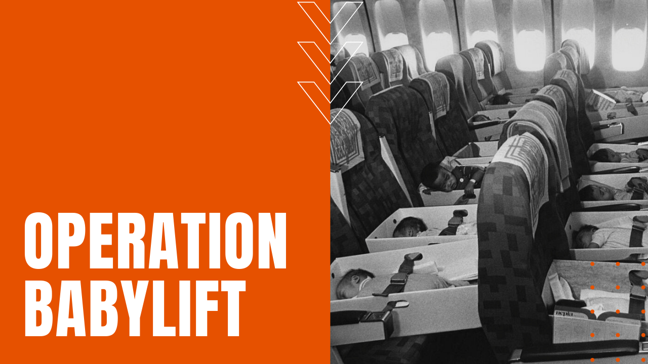 vietnamese orphans on a plane during operation babylift of 1975