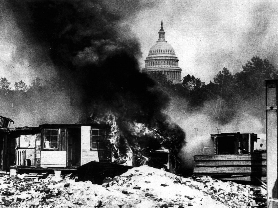 bonus army camp burning in the nation's capitol
