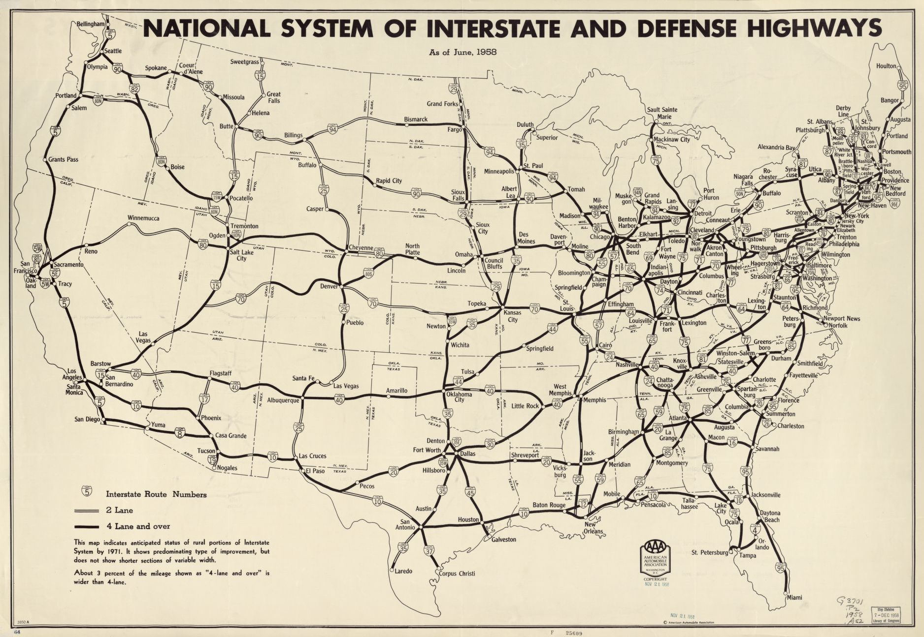 map of national interstate highway and defense act of 1957