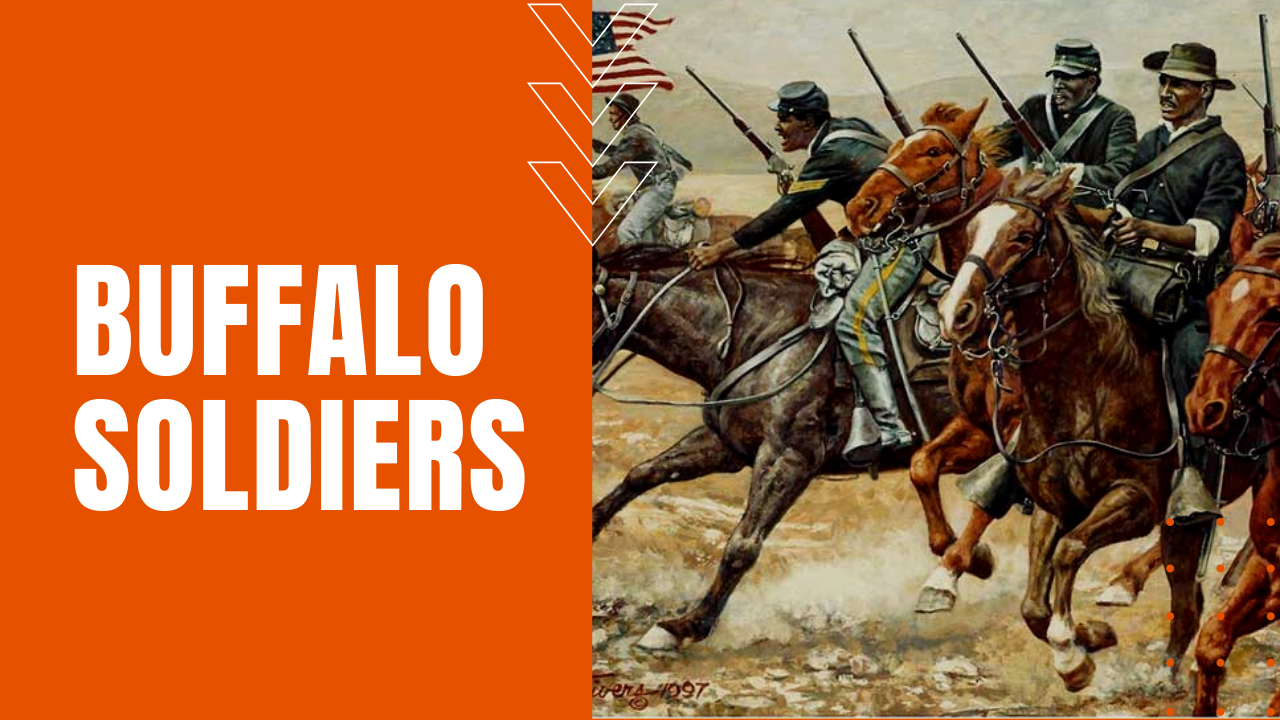 buffalo soldiers calvary on horseback ride in to battle