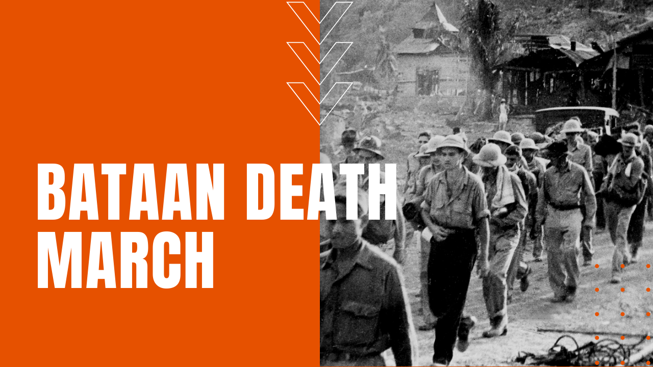 allied prisoners of war walk the 100 mile bataan death march under Japanese imperial forces