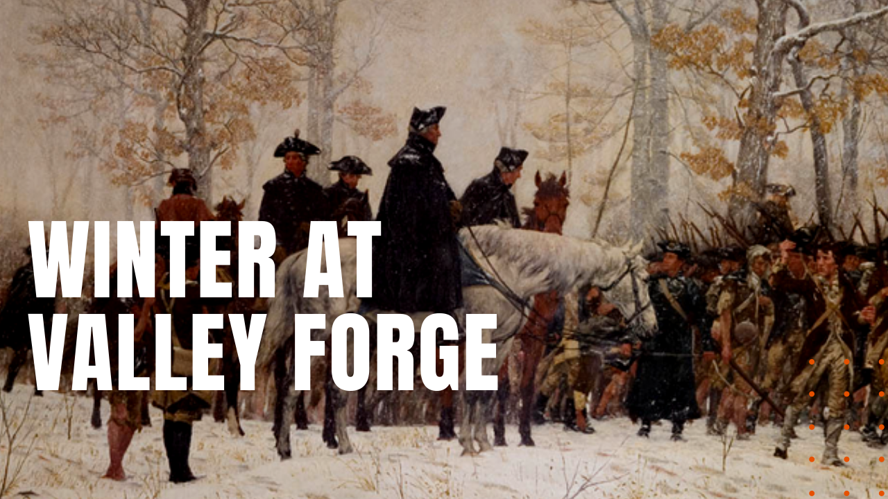 General Washington observes march to valley forge with freezing soldiers