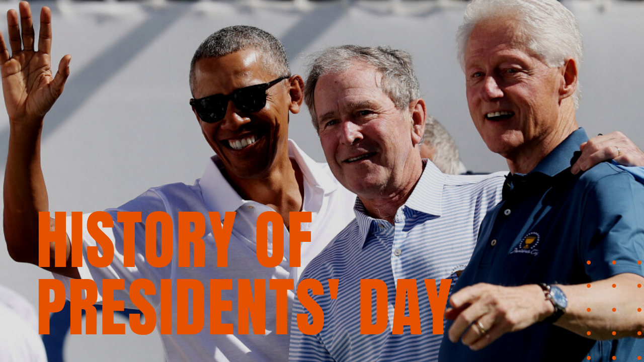 US presidents Barack Obama, George W. Bush, and Bill Clinton celebrate Presidents' Day