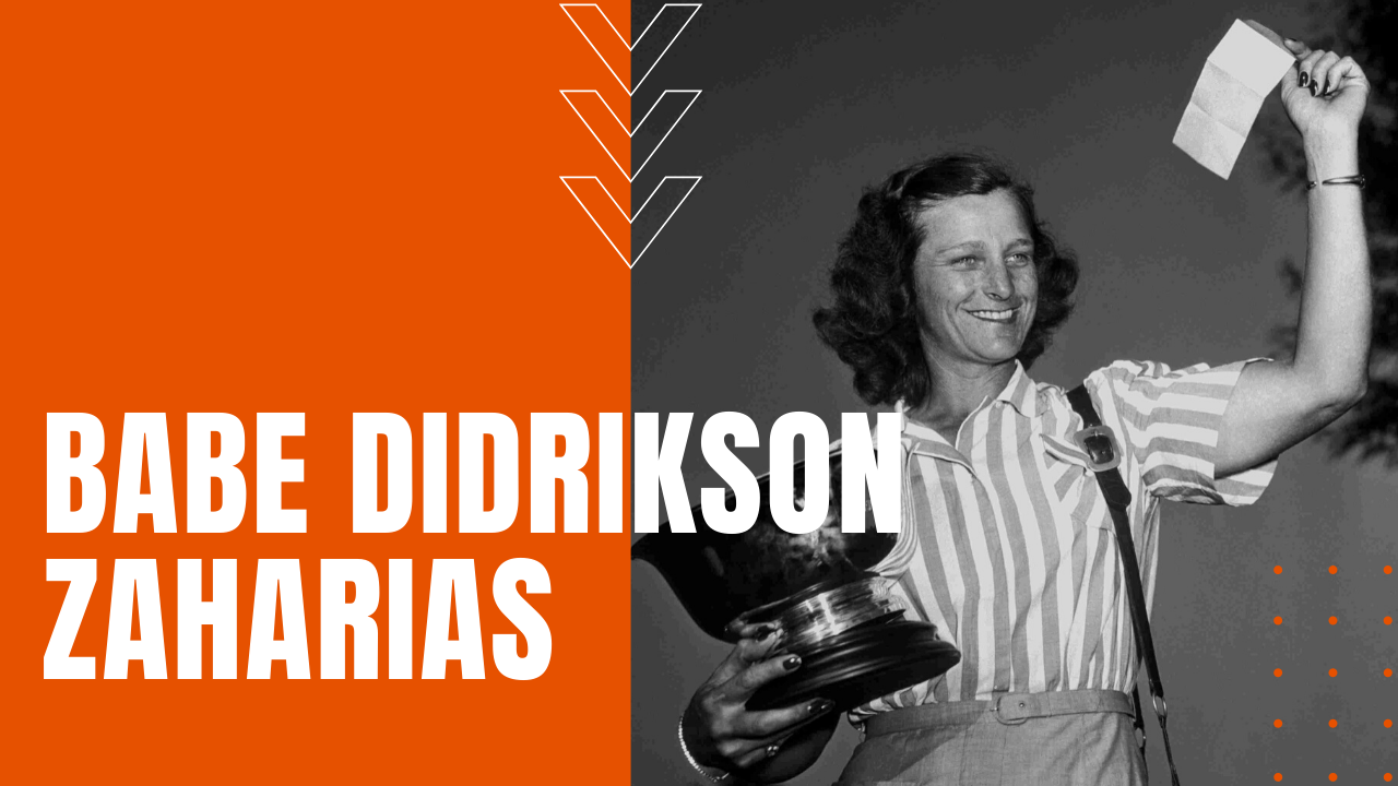 babe didrikson zaharias winning trophy and check