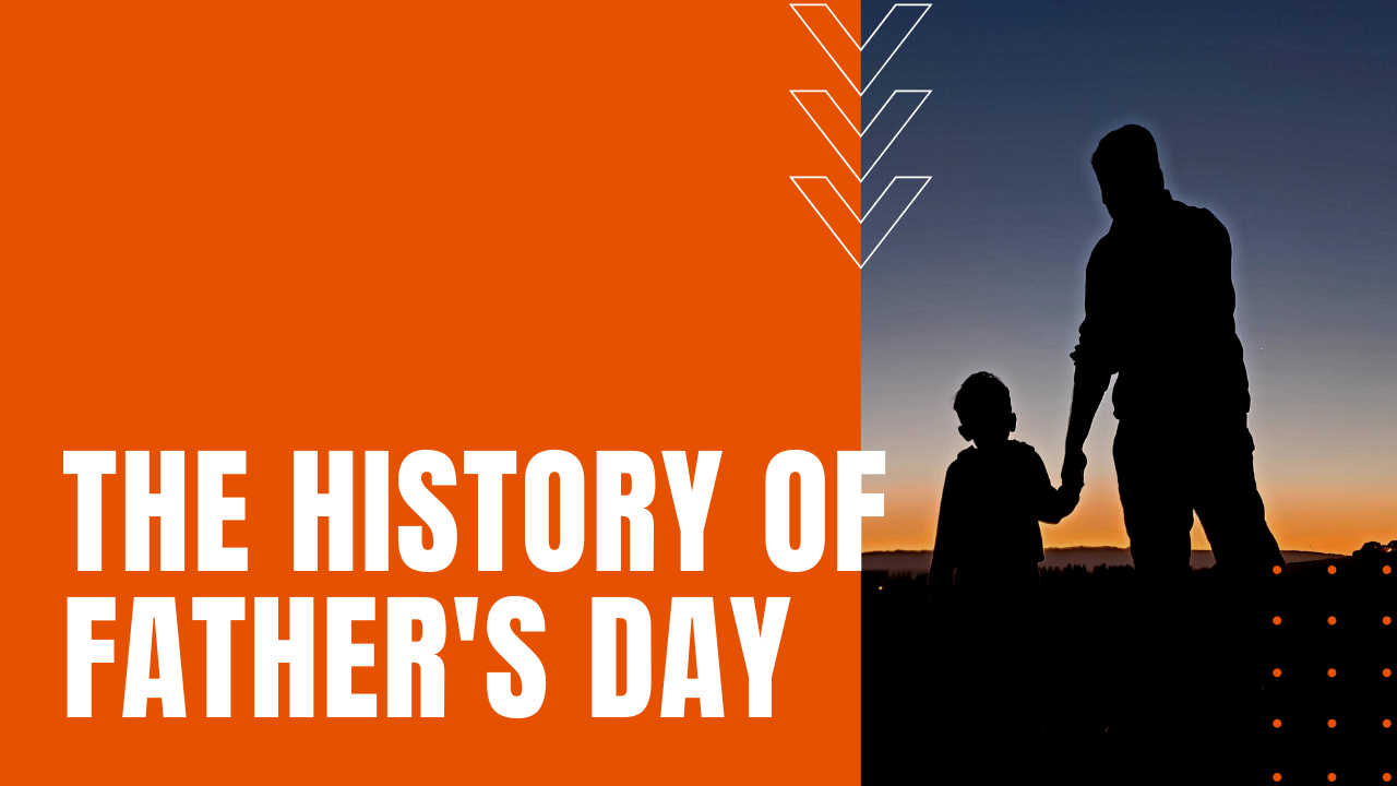 the history of fathers day with a father and son silhouette