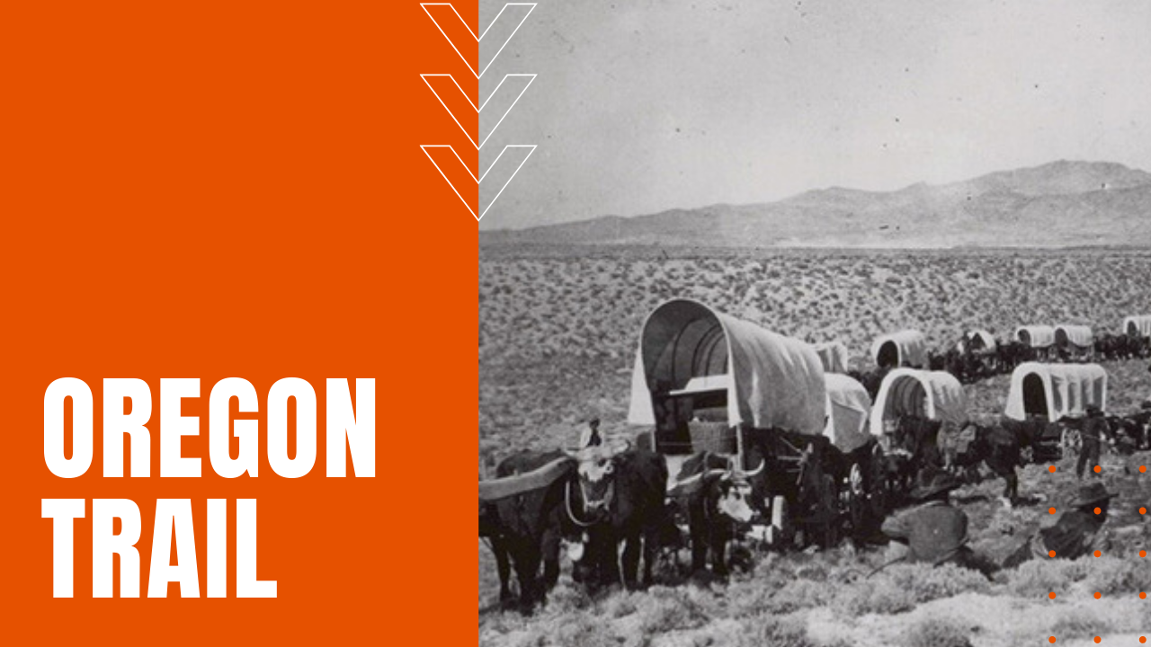 covered wagons on the Oregon Trail west