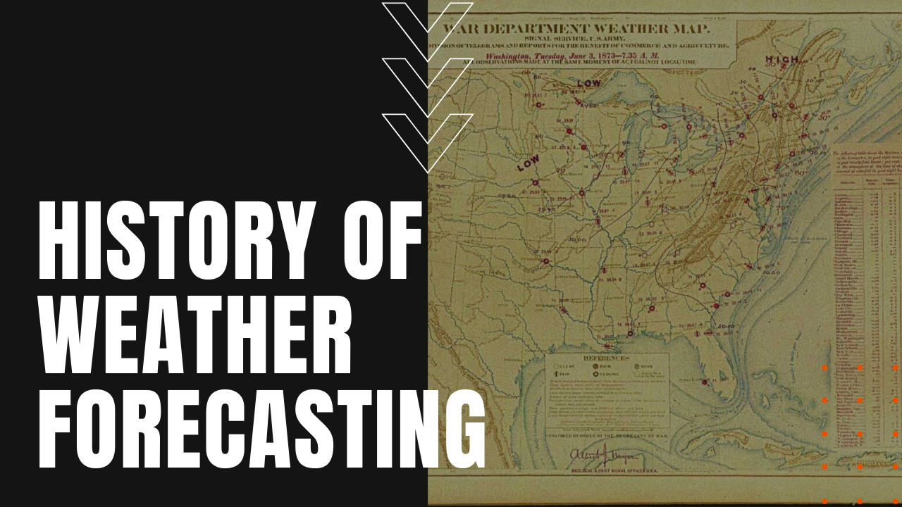 Early weather forecast map from the war department in 19th century