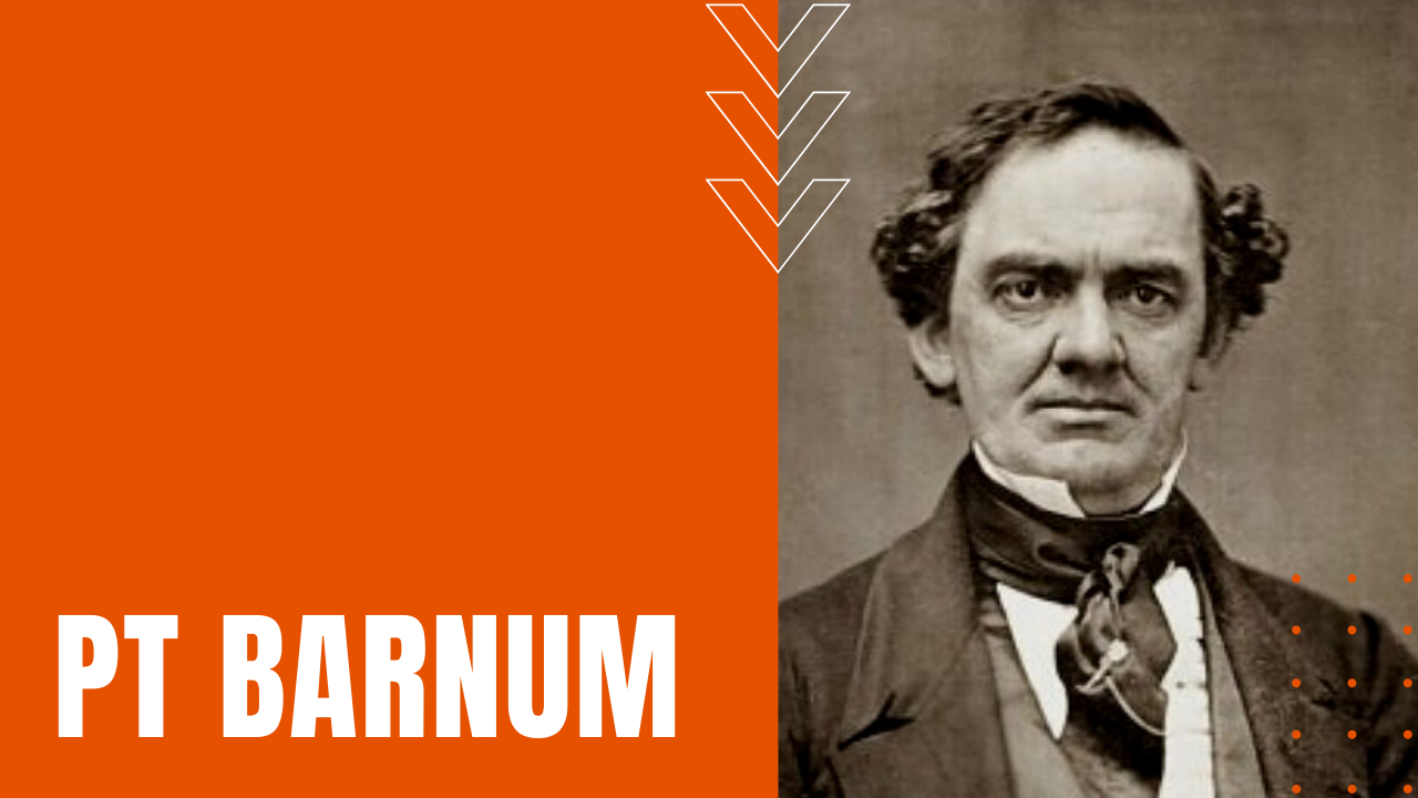phineas taylor barnum or pt barnum headshot with name overlay for biography