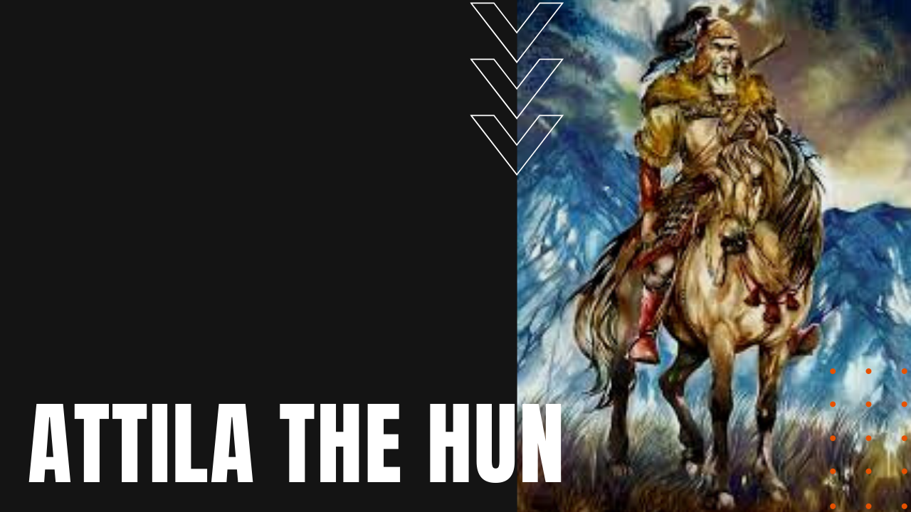 painting of Attila the Hun on his horse ready to siege