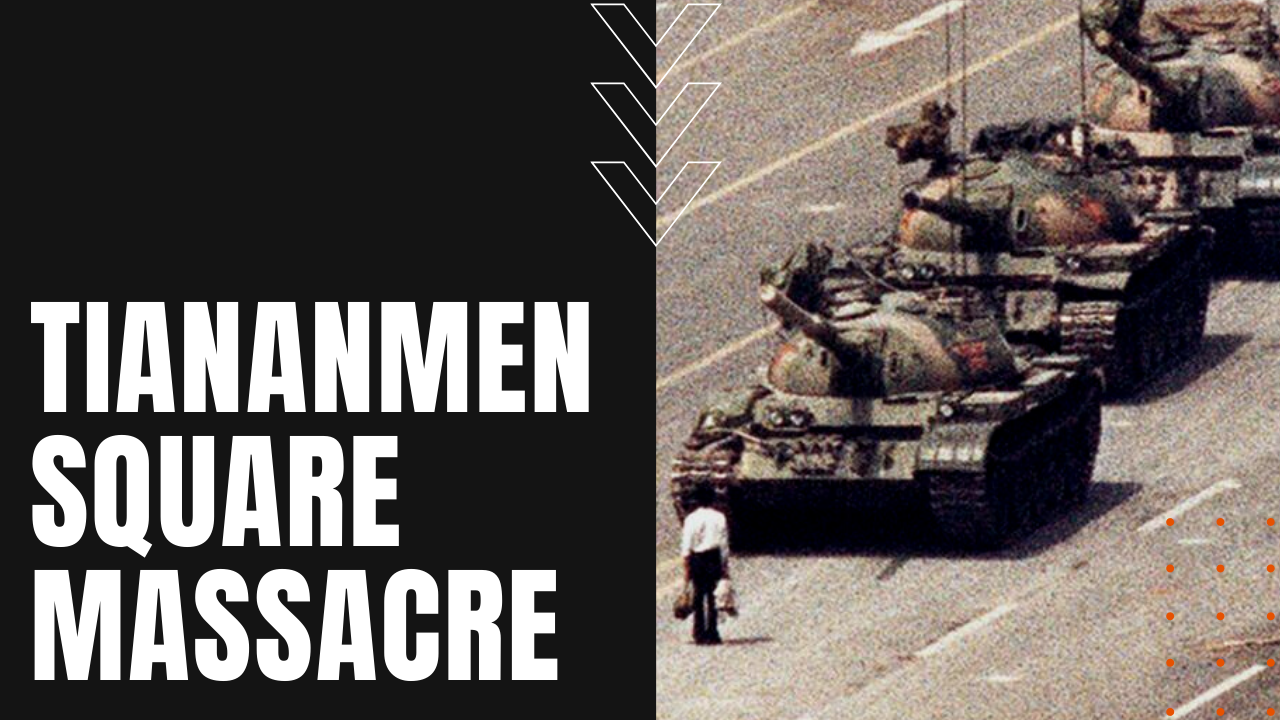 Chinese protestor halts tanks in Tiananmen Square Massacre of 1989