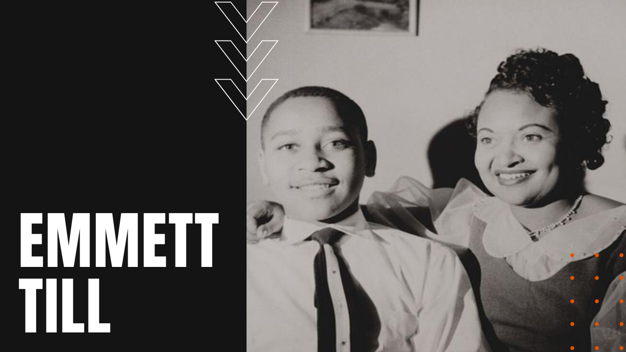 Emmett Till and his Mother smiling before his racially-charged murder
