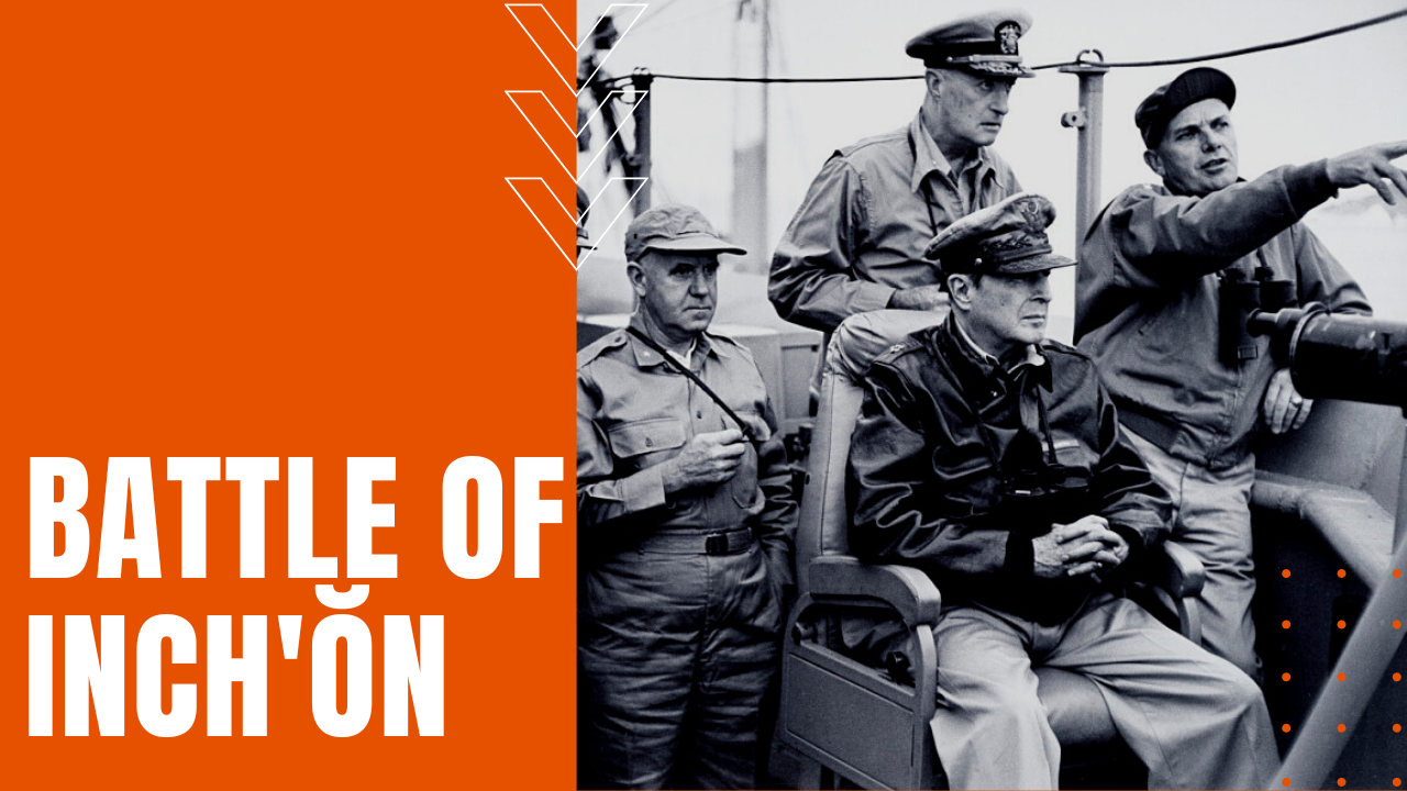 General Douglas MacArthur surveys Inch'on Landing strategy during the Korean War