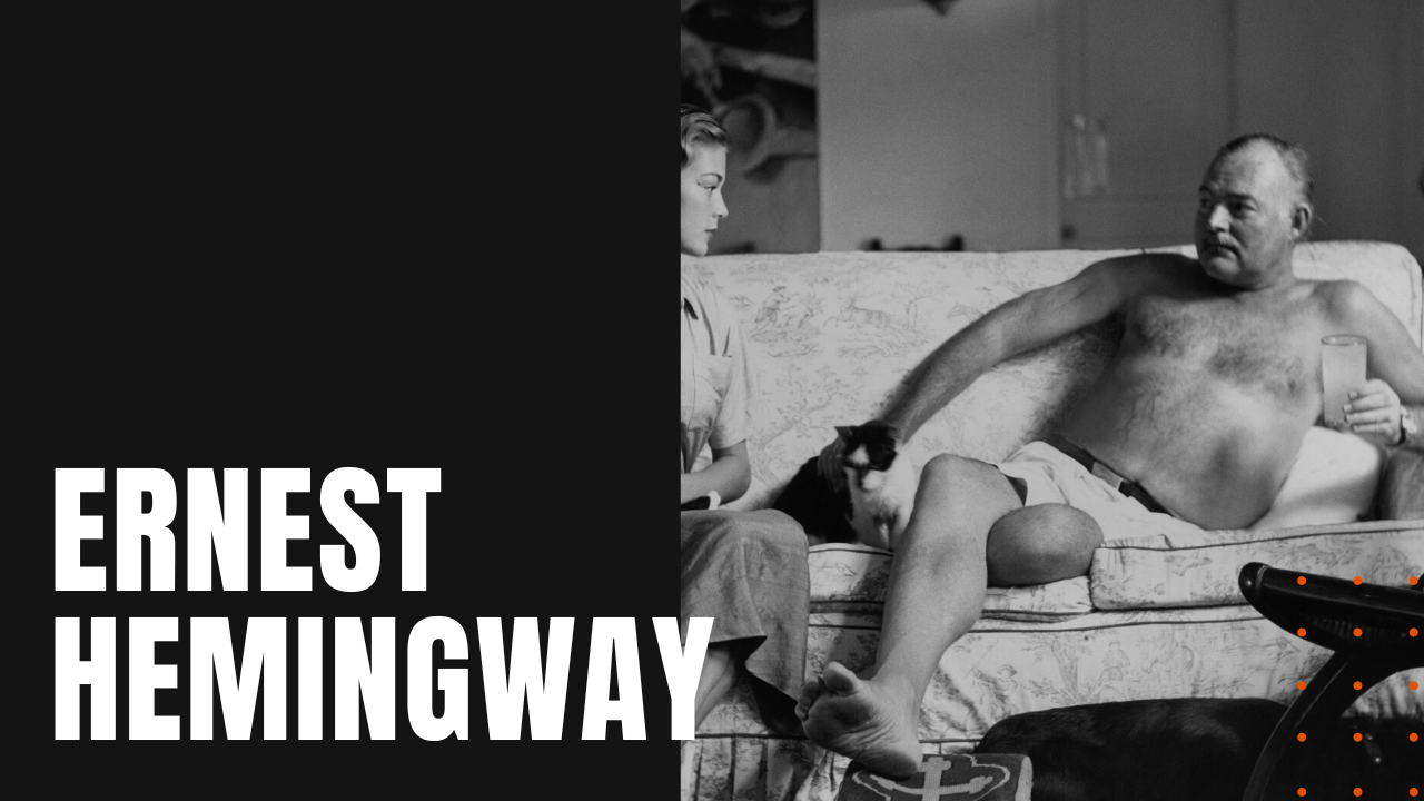 Ernest Hemingway with a woman and a cocktail