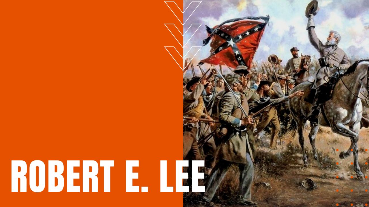 Confederate General Robert E. Lee leads forces to battle during Civil War Painting