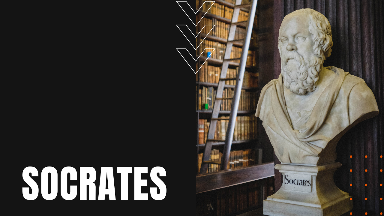 Socrates bust in a library