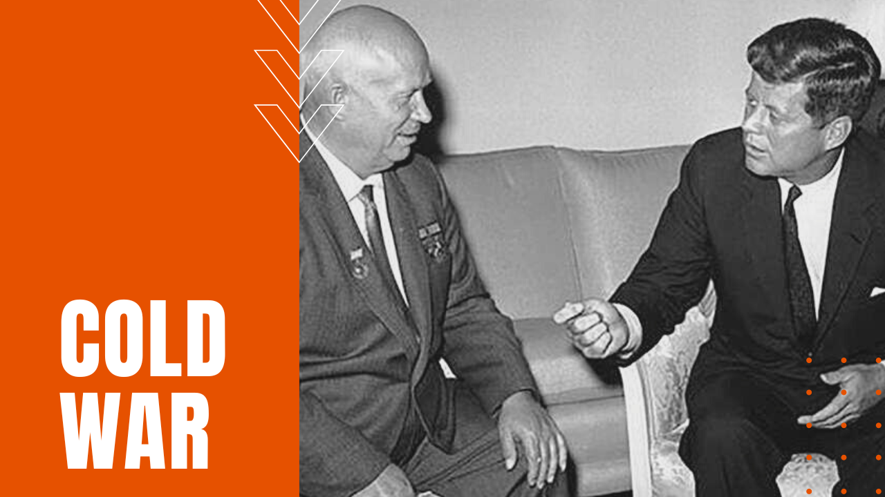 Soviet Union Premier Khrushchev meets with President JFK during Cold War.