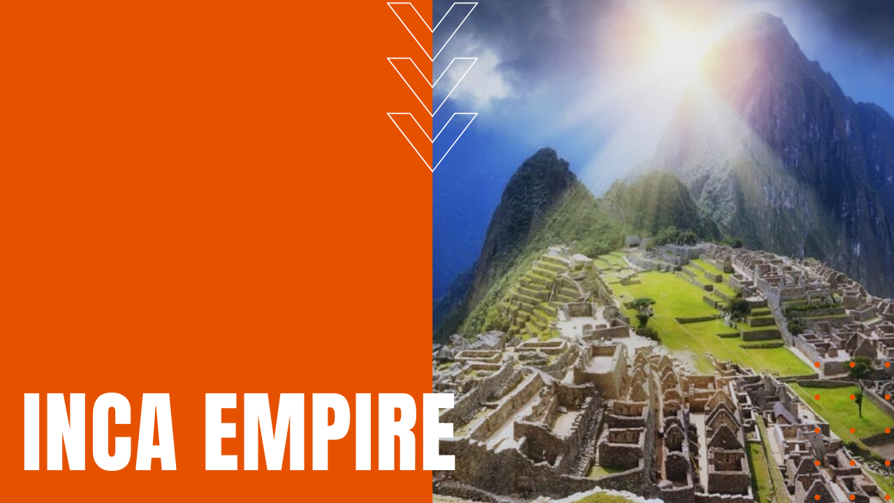 Sun shines on the ancient Inca empire civilization of Machu Picchu.