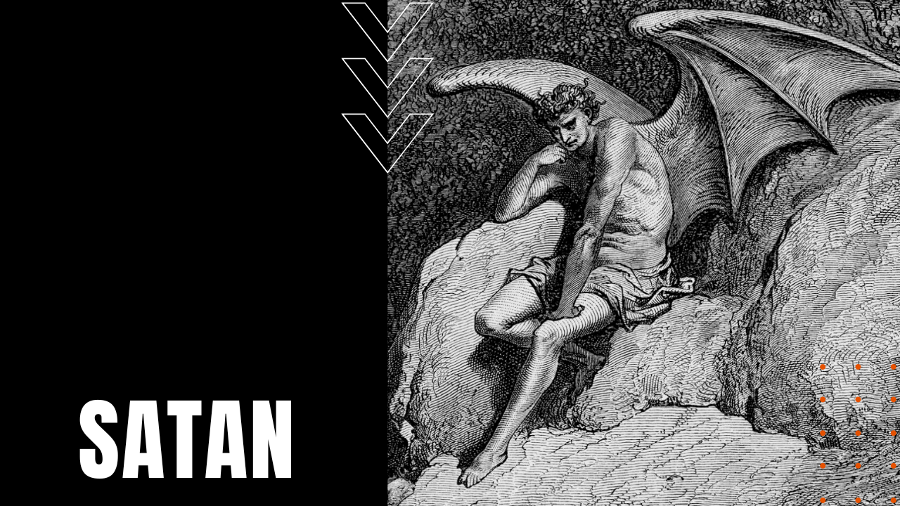 history of satan in many forms, one depiction including wings.