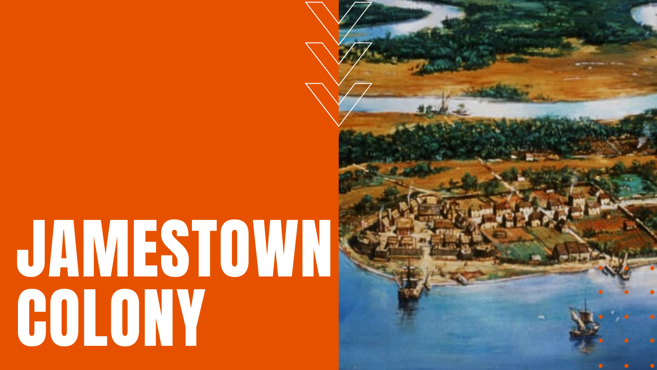 Jamestown colony painting from aerial view